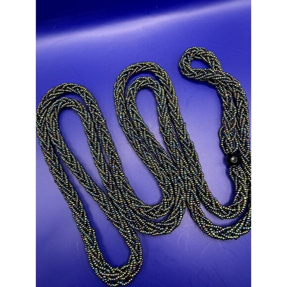Handcrafted Long Braided Seed Bead Necklace 54" Long Can Be Doubled - Picture 4 of 5